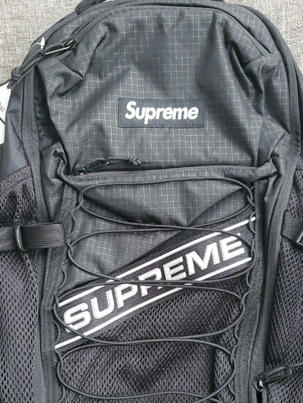 Brand New Supreme Log Black Backpack FW23 Grid